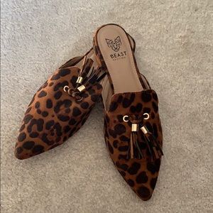 Cheetah print mules